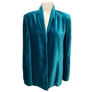 GALVAN LONDON TEAL VELVET OPEN JACKET
